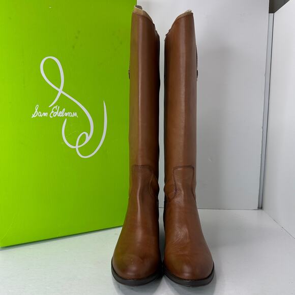 Sam Edelman Penny 2 Knee High Leather Boots Side Zip Whiskey Women's 7M/37 NWB - Picture 2 of 10